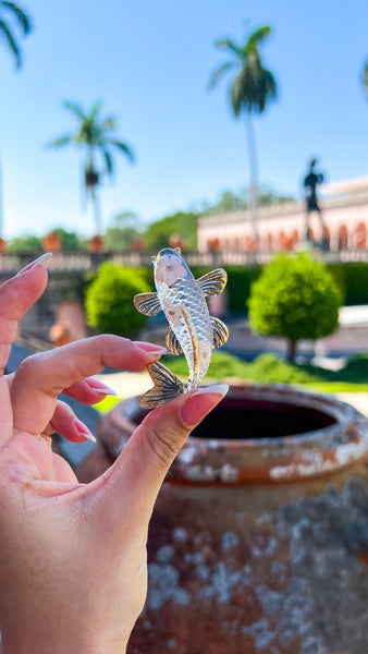Souvenir Soap Bar With Pink Flower and Gold Koi Fish