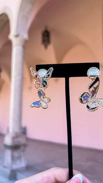 Flower Butterfly Dangle Earrings