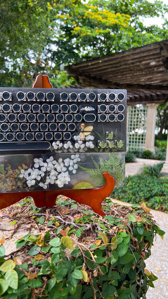 Fairy and Real Flower Typewriter Style Keyboard and wrist rest set (Ready for Assembly)