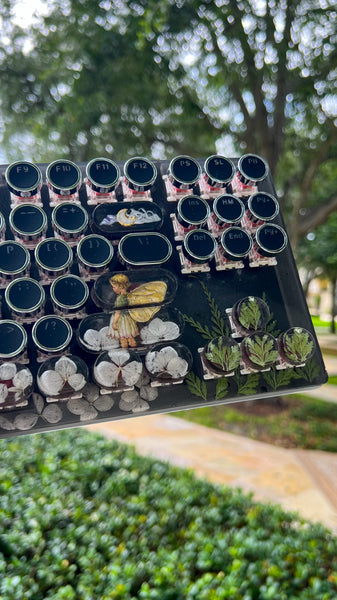 Fairy and Real Flower Typewriter Style Keyboard and wrist rest set (Ready for Assembly)