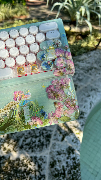 (Bluetooth!) Teal Birds of Paradise Keyboard and Wrist Rest Set (Made to Order!)