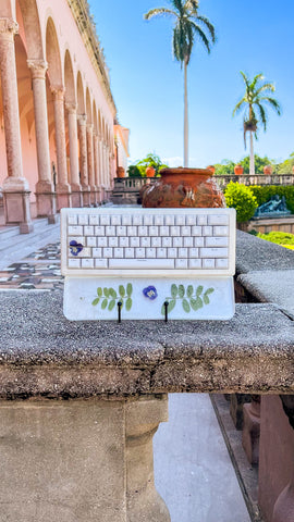 (Bluetooth!) Purple Pansy Keyboard and Wrist Rest Set (Made to Order!)