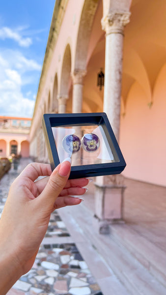 Purple Pansy Stud Earrings