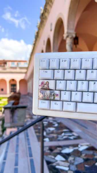 Pink Flower Fairy Caps Lock and Enter Keycap Set