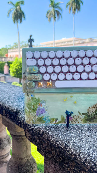 (Bluetooth!) Teal Birds of Paradise Keyboard and Wrist Rest Set (Made to Order!)