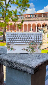 Pink and Blue Flower white background Typewriter Style Keyboard and wrist rest set (Ready to Ship!) Numberpad :