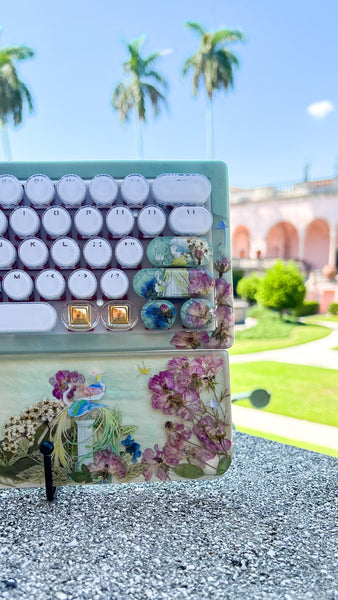 (Bluetooth!) Teal Birds of Paradise Keyboard and Wrist Rest Set (Made to Order!)