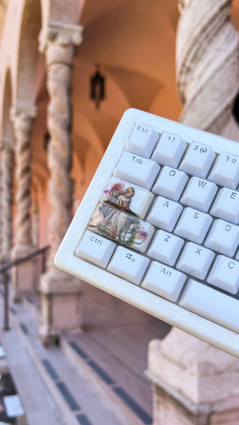 Pink Flower Fairy Caps Lock and Enter Keycap Set