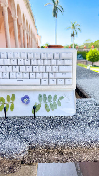 (Bluetooth!) Purple Pansy Keyboard and Wrist Rest Set (Made to Order!)