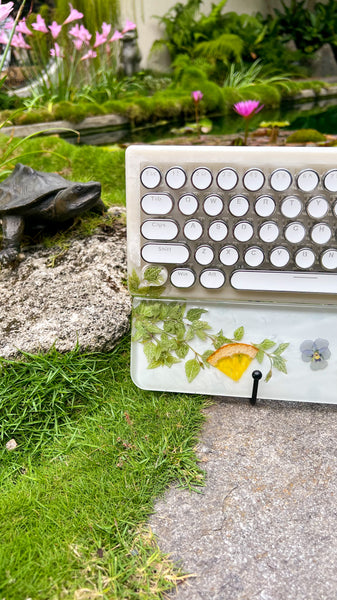 Pansy Flower with Lemon Compact Bluetooth Keyboard with Wrist Rest Set (Ready for Assembly!)