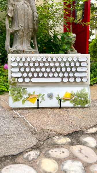 Pansy Flower with Lemon Compact Bluetooth Keyboard with Wrist Rest Set (Ready for Assembly!)