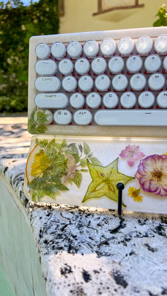 Star Fruit, Clementine, and Florals Keyboard and Wrist Rest Set (Ready For Assembly!)