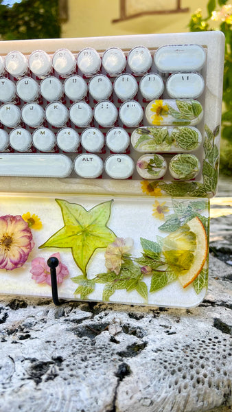 Star Fruit, Clementine, and Florals Keyboard and Wrist Rest Set (Ready For Assembly!)