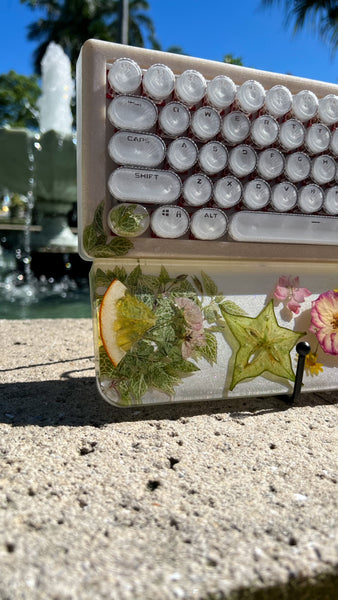 Star Fruit, Clementine, and Florals Keyboard and Wrist Rest Set (Ready For Assembly!)