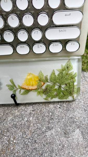 Pansy Flower with Lemon Compact Bluetooth Keyboard with Wrist Rest Set (Ready for Assembly!)