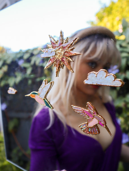Bird Artisan Mirror and Glass Sticker Set