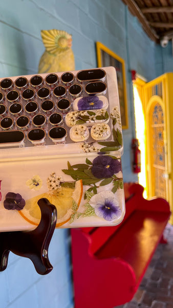 (Bluetooth!)Pansy Flower and Lemon Keyboard and Wrist Rest Set (Ready to Ship!) :