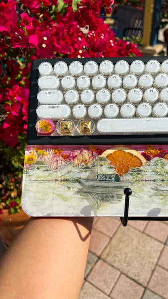 (Bluetooth!) 3D Orange Sunset Keyboard and Wrist Rest Set (Ready to Ship!)