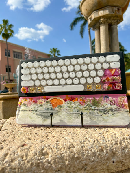 (Bluetooth!) 3D Orange Sunset Keyboard and Wrist Rest Set (Ready to Ship!)