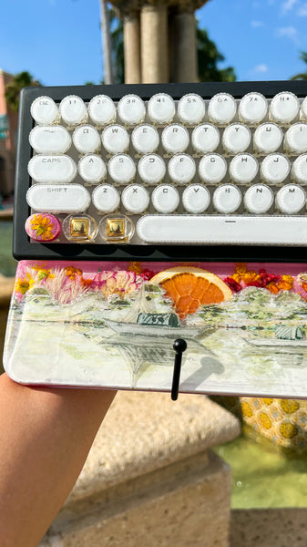 (Bluetooth!) 3D Orange Sunset Keyboard and Wrist Rest Set (Ready to Ship!)