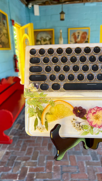 (Bluetooth!)Pansy Flower and Lemon Keyboard and Wrist Rest Set (Ready to Ship!) :