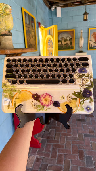 (Bluetooth!)Pansy Flower and Lemon Keyboard and Wrist Rest Set (Ready to Ship!) :