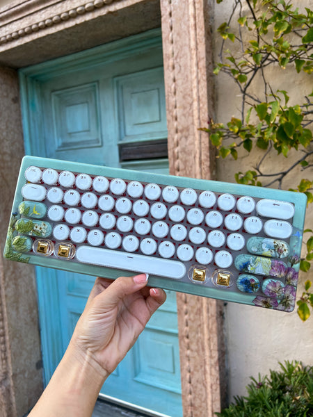 (Bluetooth!) Teal Birds of Paradise Keyboard and Wrist Rest Set (Made to Order!)