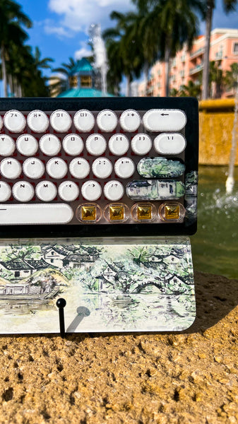 (Bluetooth!) 3D Vintage Boat Painting Keyboard and Wrist Rest Set (Ready to Ship!) :