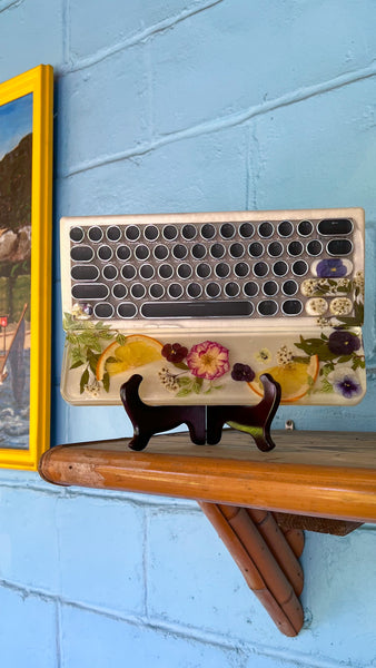 (Bluetooth!)Pansy Flower and Lemon Keyboard and Wrist Rest Set (Ready to Ship!) :