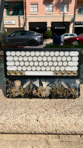 (Bluetooth!) Black White and Gold Keyboard and Wrist Rest Set (Ready to Ship!)