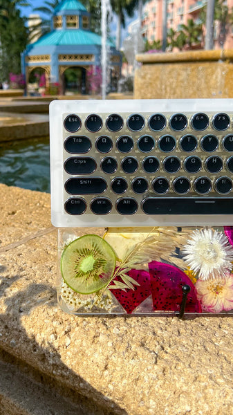 (Bluetooth!) Kiwi Dragon Fruit Keyboard and Wrist Rest Set (Ready to Ship!) :