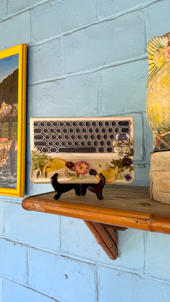 (Bluetooth!)Pansy Flower and Lemon Keyboard and Wrist Rest Set (Ready to Ship!) :