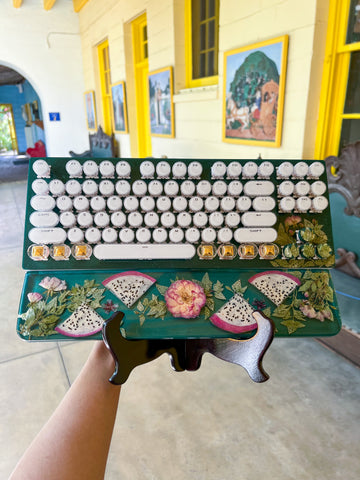 Dragon Fruit Emerald Typewriter Style Keyboard and Wrist Rest Set(Ready to Ship!)