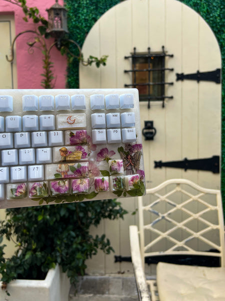 Pink Fairy Garden keyboard and Wrist Rest(Made to Order) :