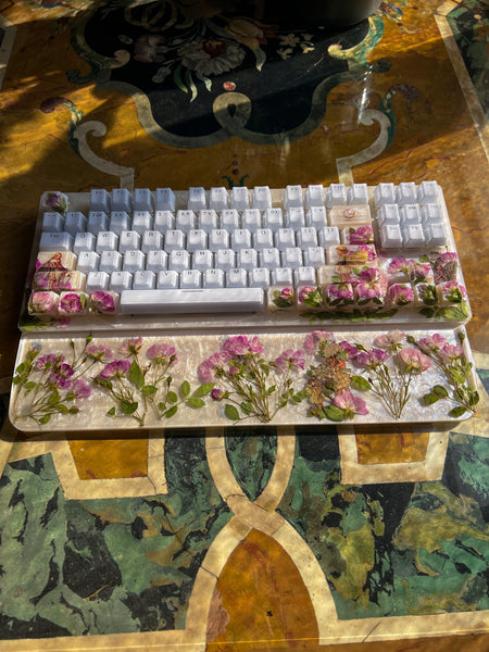 Pink Fairy Garden keyboard and Wrist Rest(Made to Order) :