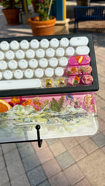 (Bluetooth!) 3D Orange Sunset Keyboard and Wrist Rest Set (Ready to Ship!)