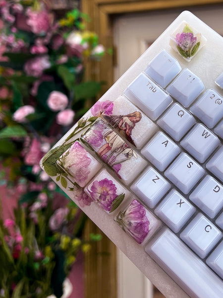 Pink Fairy Garden keyboard and Wrist Rest(Made to Order) :